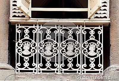 Old cast iron railings with Queen Victoria effigies, Mumbai Editorial Stock Photo